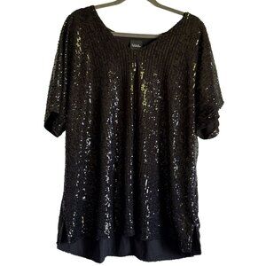 Ulla Popken Black Sequin Top Women Size 20/22 Party New Years Eve  Plus Size